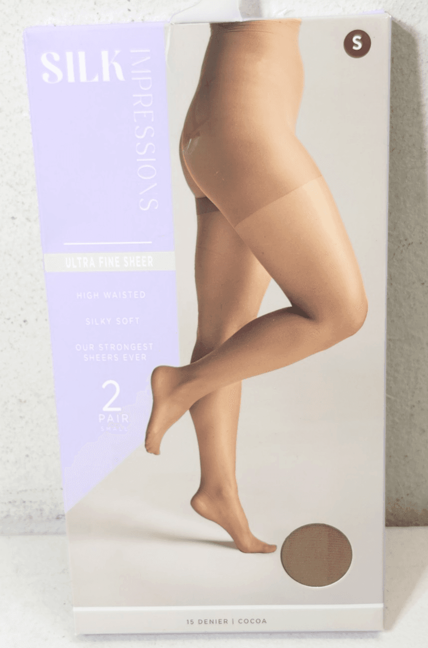 Silk Impressions Pantyhose 2 Pack Small Cocoa 15 Denier Ultra Fine Sheer