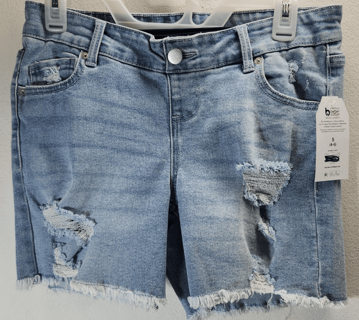 Time and Tru Women's Size Small 4-6 Maternity Jean Shorts Blue Denim NEW