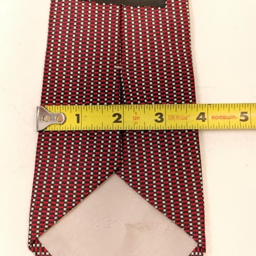 Pierre Cardin Mens Silk Tie Red Black Gray Necktie - Thumbnail 4