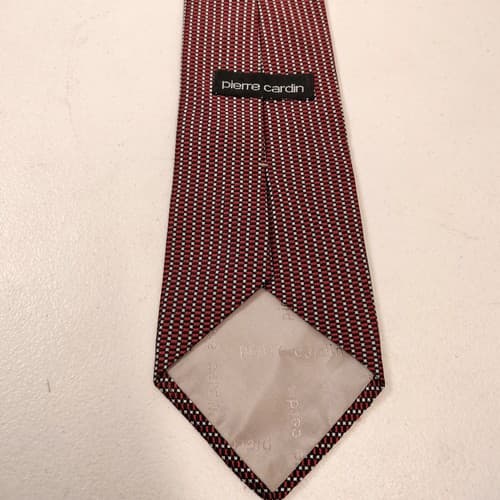 Pierre Cardin Mens Silk Tie Red Black Gray Necktie - Thumbnail 3