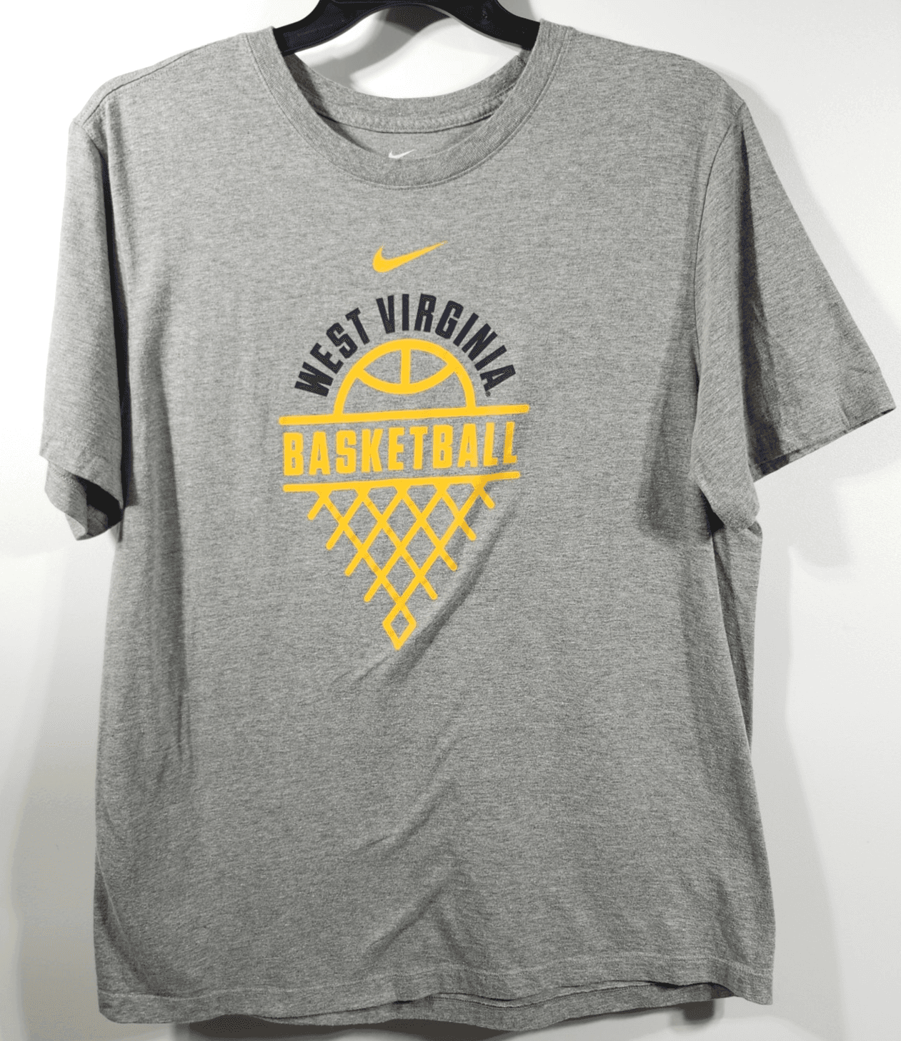 Nike West Virginia T-Shirt Men's XL Short Sleeve Gray Graphic WVU Basketball Tee