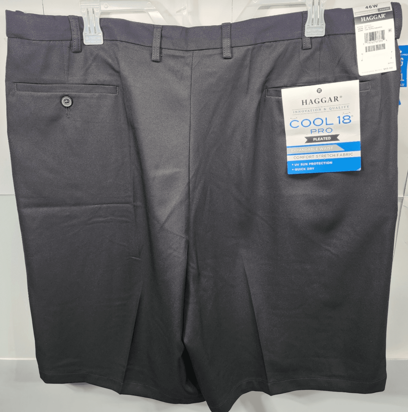 Haggar Men's Size 46 Cool 18 Golf Shorts Black Comfort Stretch Pockets NEW - Thumbnail 6