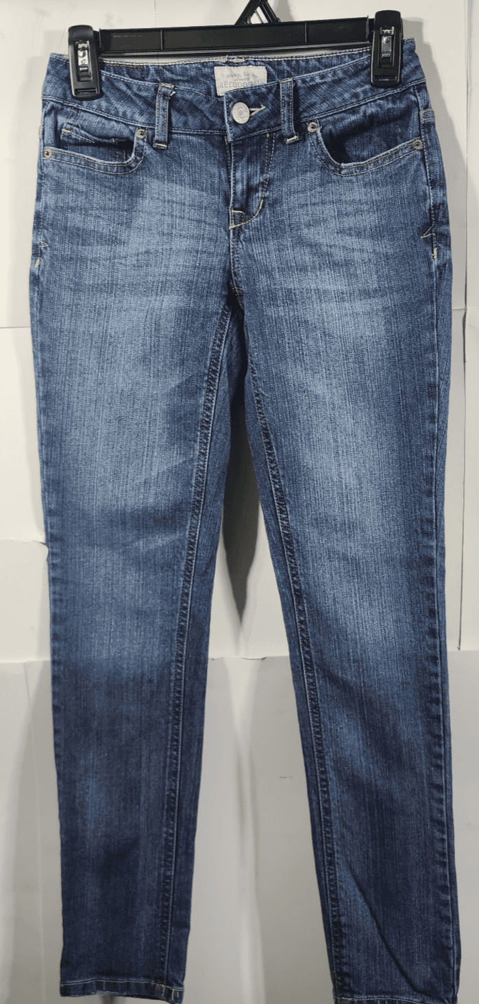 Aeropostale Women's 00 Short Bayla Skinny Jeans Blue Denim Low Rise Medium Wash - Thumbnail 5