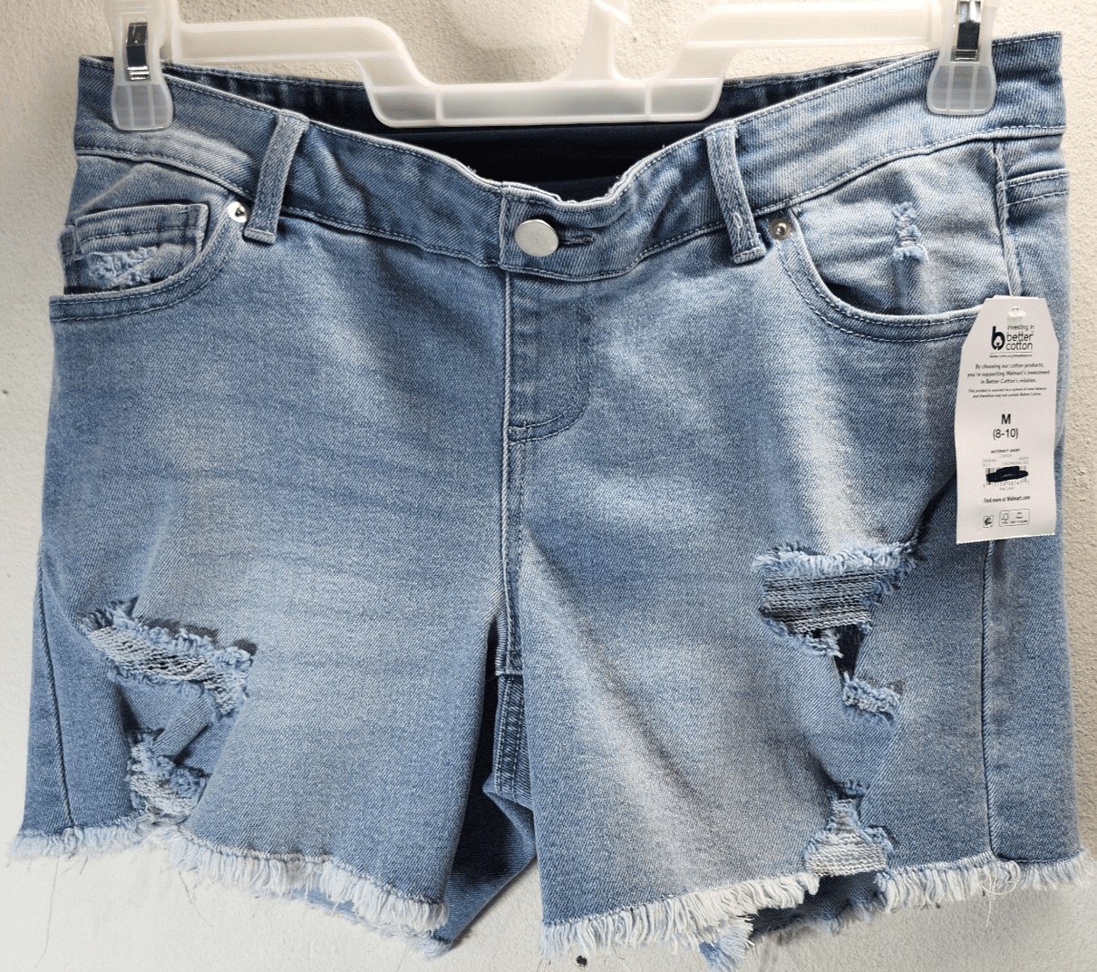 Time and Tru Women's Size 8-10 Medium Maternity Jean Shorts Blue Denim NEW - Thumbnail 5