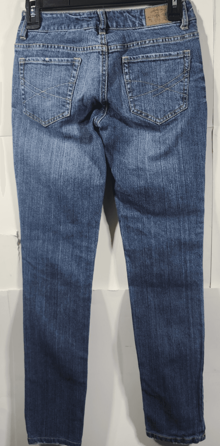 Aeropostale Women's 00 Short Bayla Skinny Jeans Blue Denim Low Rise Medium Wash - Thumbnail 6