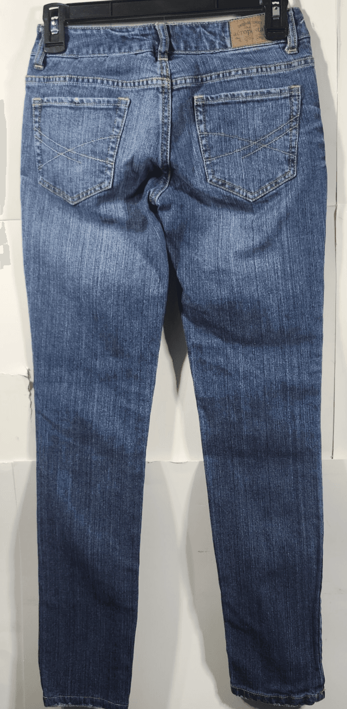 Aeropostale Women's 00 Short Bayla Skinny Jeans Blue Denim Low Rise Medium Wash - Thumbnail 4