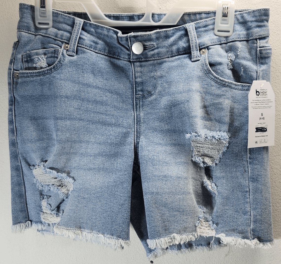 Time and Tru Women's Size Small 4-6 Maternity Jean Shorts Blue Denim NEW - Thumbnail 5