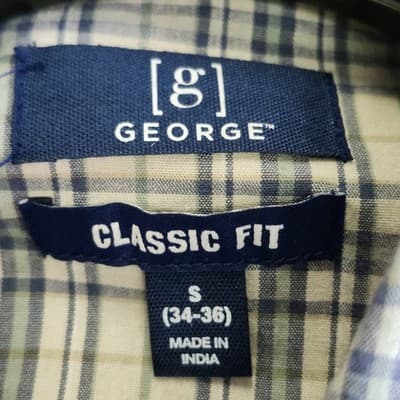 George Men's Small Button Up Shirt Long Sleeve Poplin Plaid NEW - Thumbnail 7