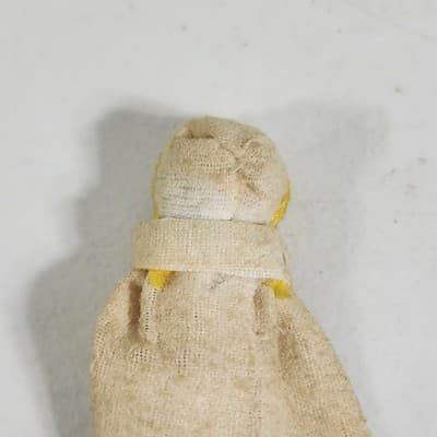 Vintage Wood Peg Doll Baby Yellow Dress - Thumbnail 6