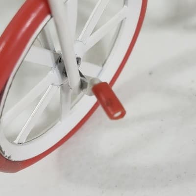 Miniature Dollhouse Furniture Vintage Tricycle White Red Bike Metal Toy - Thumbnail 8