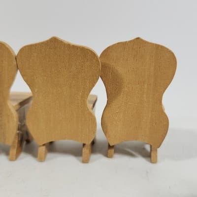 Hand-Painted Wooden Tulip Table Chairs Set Doll House Furniture Miniature - Thumbnail 10