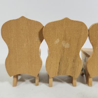 Hand-Painted Wooden Tulip Table Chairs Set Doll House Furniture Miniature - Thumbnail 9