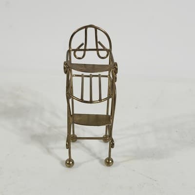 Vintage Miniature Brass Baby High Chair 1:12 Dollhouse Furniture - Thumbnail 4