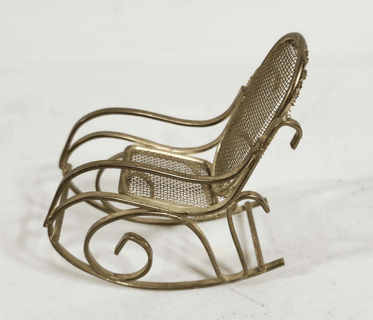 Vintage Miniature Brass Metal Rocking Chair for Dollhouse or Miniatures 2.75" - Thumbnail 4