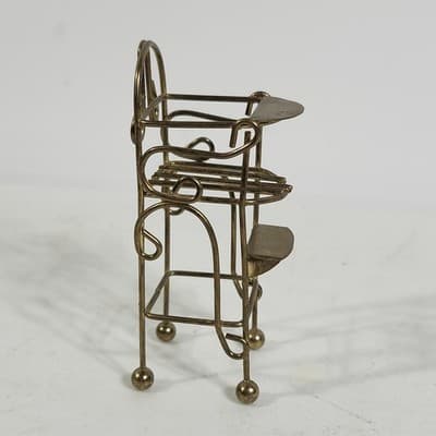 Vintage Miniature Brass Baby High Chair 1:12 Dollhouse Furniture - Thumbnail 2