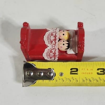 Painted Wooden Dollhouse Cradle and Doll Nursery Miniature Furniture - Thumbnail 2