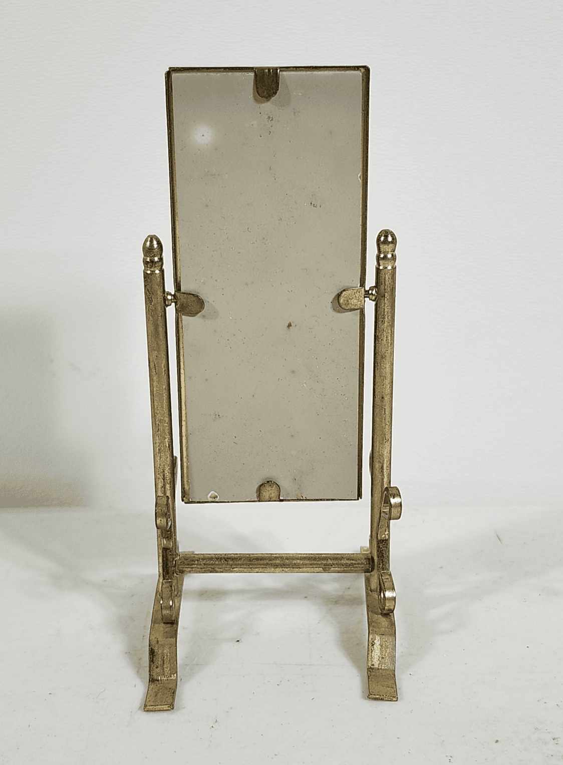 Vintage Dollhouse Miniature Mirror Floor Standing Swivel Brass Frame 1:12 - Thumbnail 4