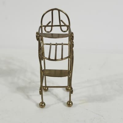 Vintage Miniature Brass Baby High Chair 1:12 Dollhouse Furniture - Thumbnail 3