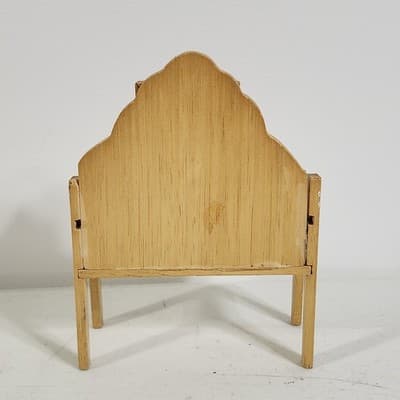 Vintage Dollhouse Miniature Painted Heart Wood Dressing Table & Stool - Thumbnail 8