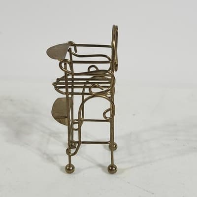 Vintage Miniature Brass Baby High Chair 1:12 Dollhouse Furniture - Thumbnail 5