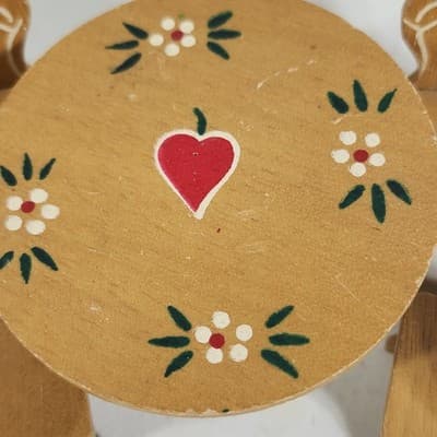 Hand-Painted Wooden Tulip Table Chairs Set Doll House Furniture Miniature - Thumbnail 3