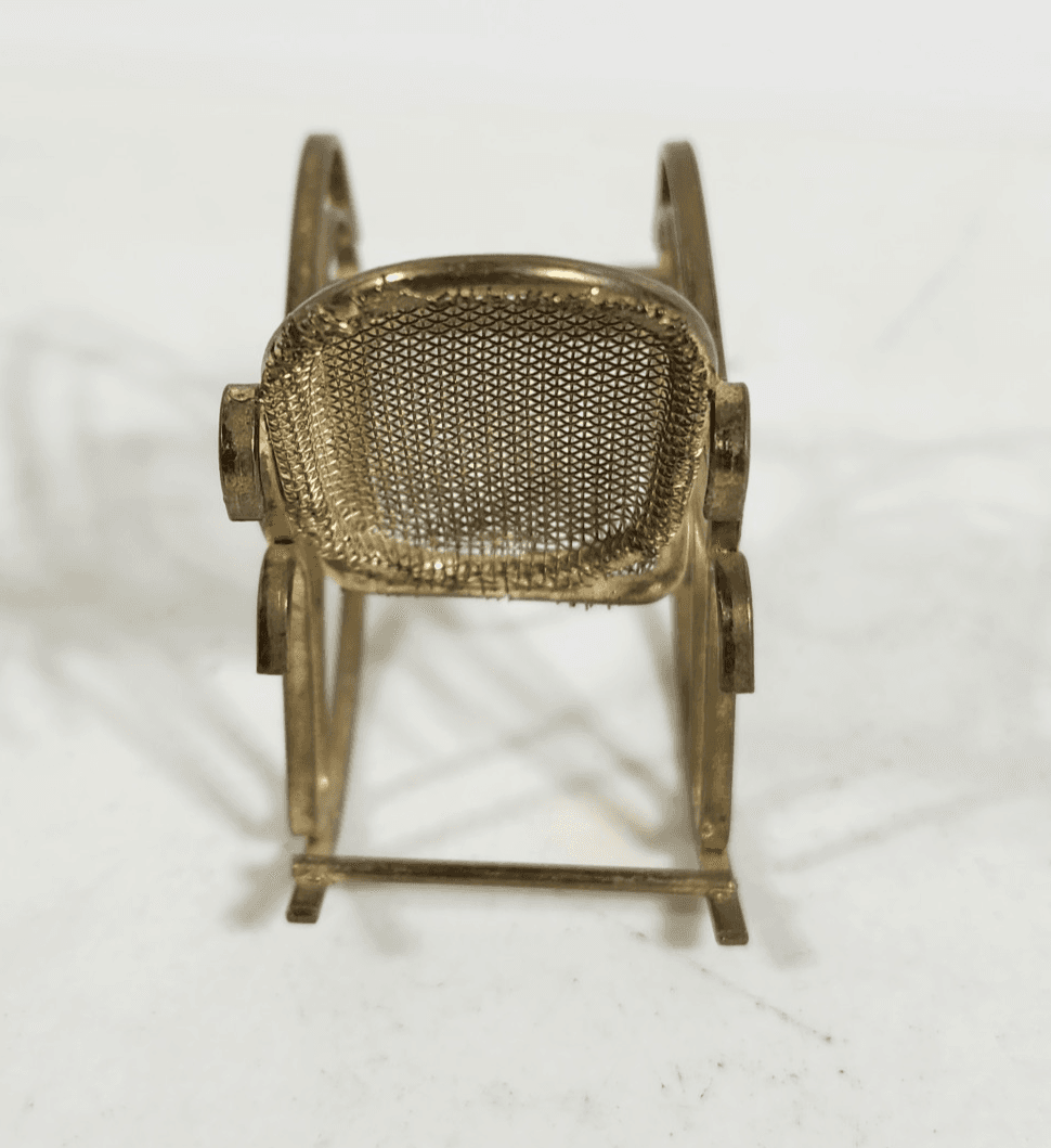Vintage Miniature Brass Metal Rocking Chair for Dollhouse or Miniatures 2.75" - Thumbnail 5