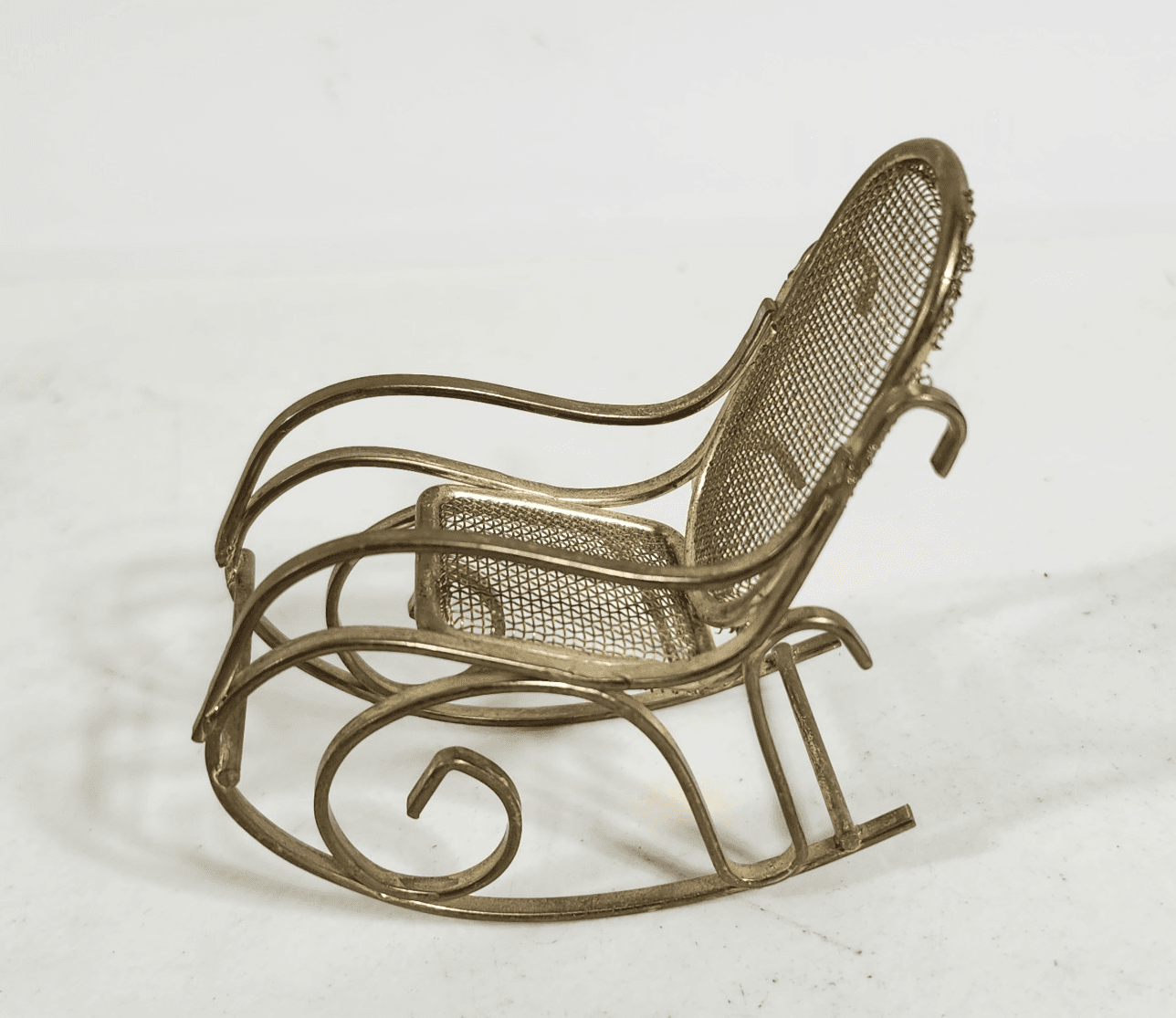 Vintage Miniature Brass Metal Rocking Chair for Dollhouse or Miniatures 2.75"