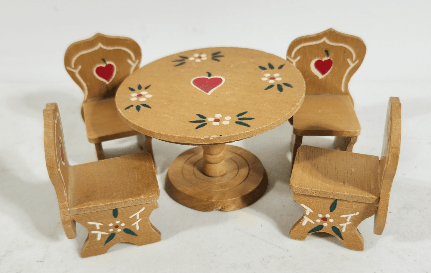 Hand-Painted Wooden Tulip Table Chairs Set Doll House Furniture Miniature