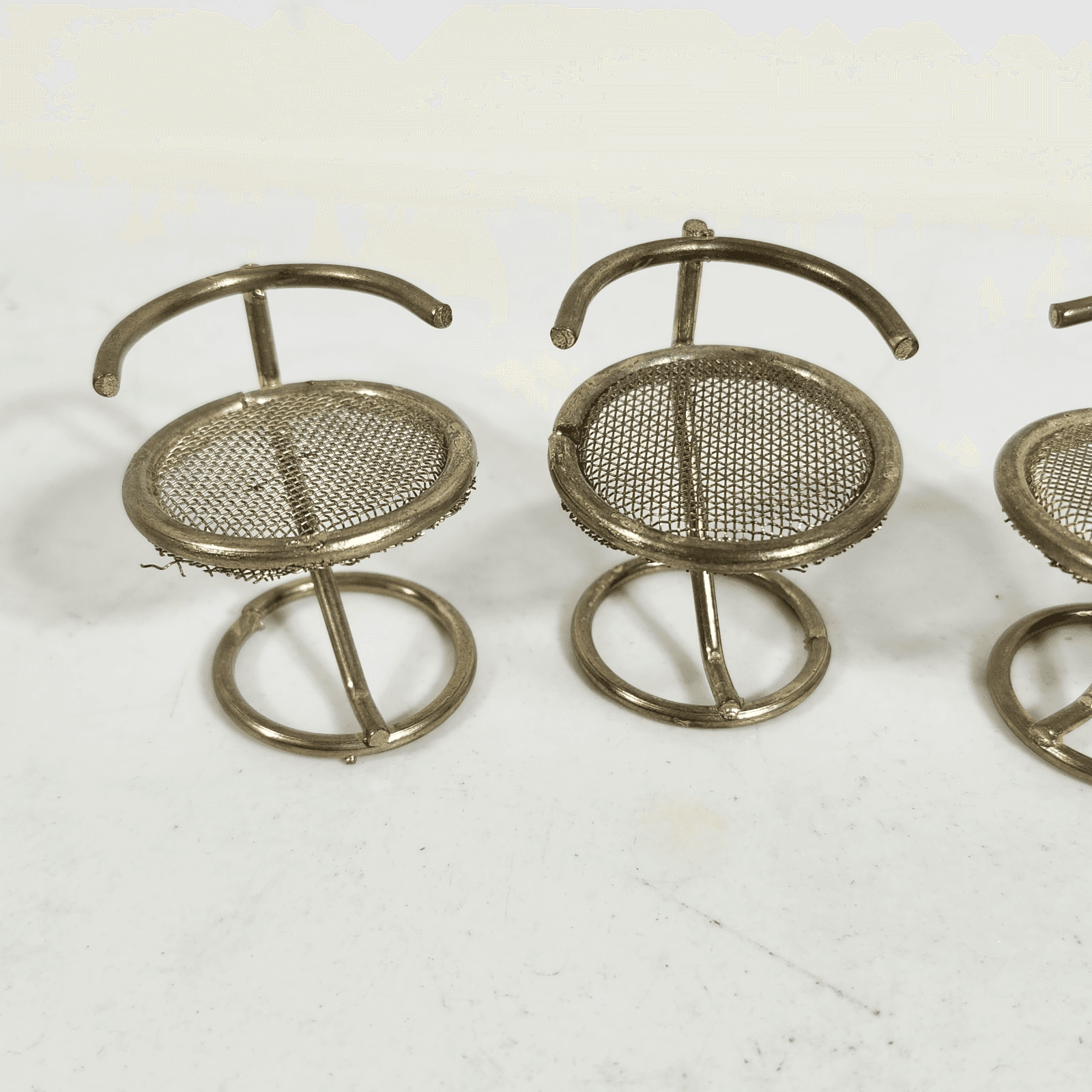 MCM Brass Round Cocktail Coffee Table & 4 Matching Chairs Dollhouse Furniture - Thumbnail 8