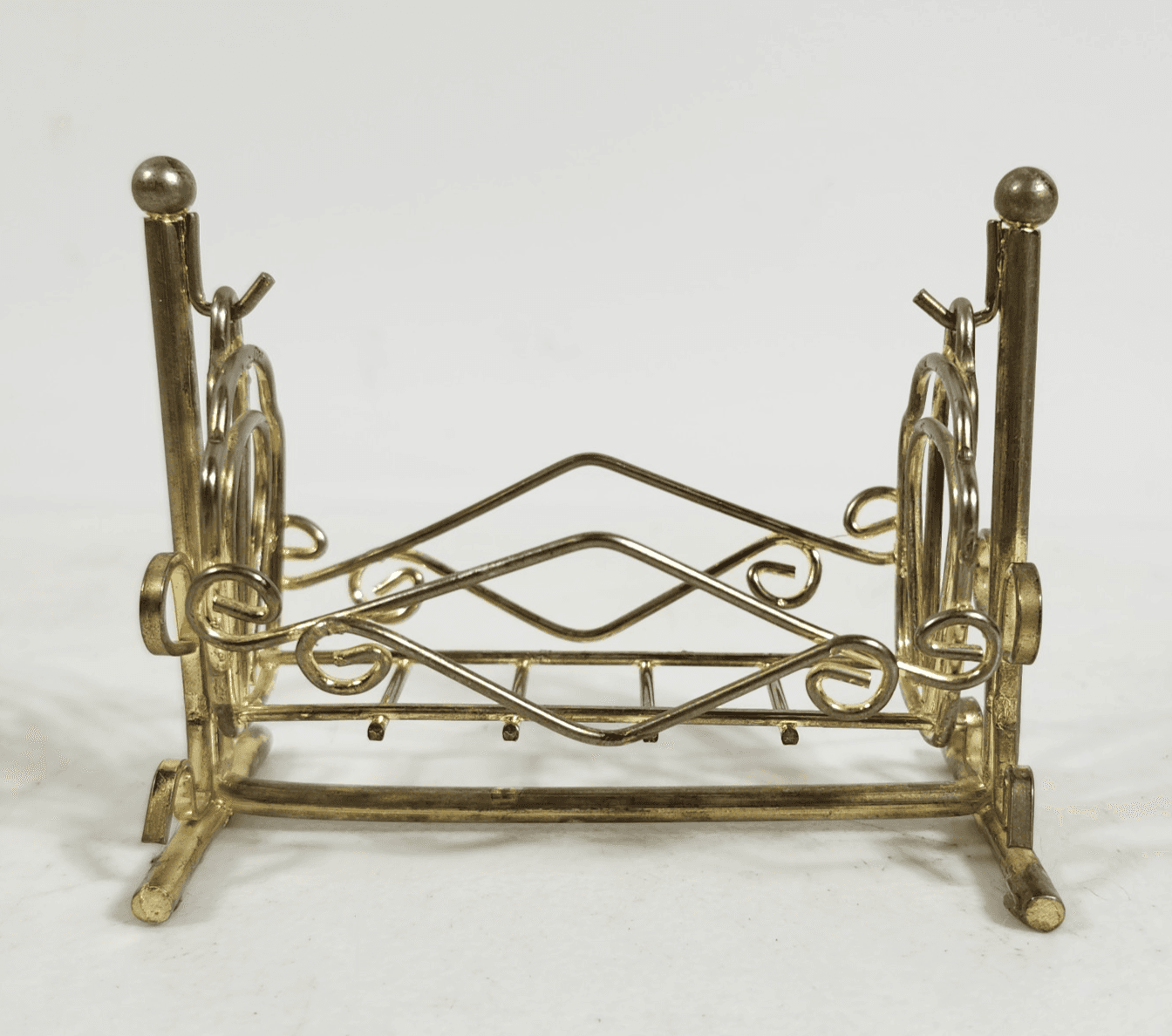 Vintage Brass Doll Furniture Swinging Baby Cradle Antique Doll Cradle - Thumbnail 4