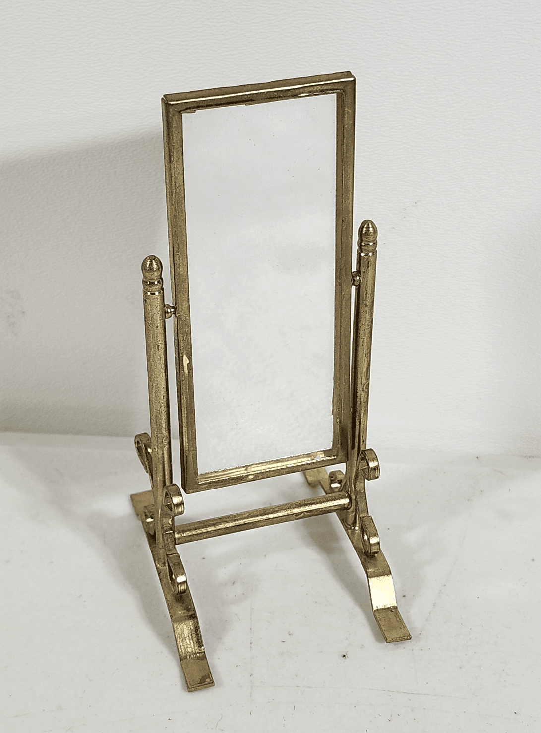 Vintage Dollhouse Miniature Mirror Floor Standing Swivel Brass Frame 1:12 - Thumbnail 2