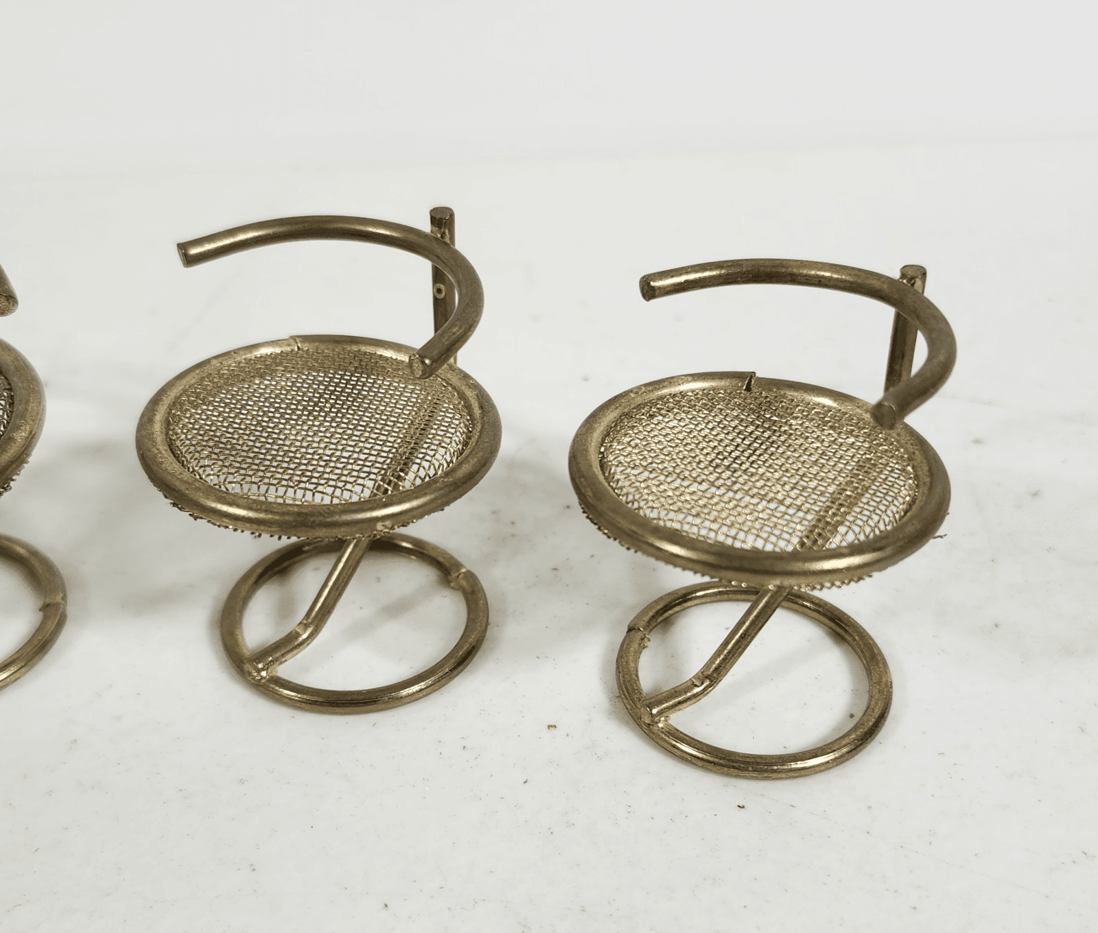 MCM Brass Round Cocktail Coffee Table & 4 Matching Chairs Dollhouse Furniture - Thumbnail 7