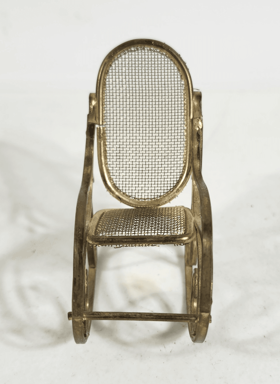 Vintage Miniature Brass Metal Rocking Chair for Dollhouse or Miniatures 2.75" - Thumbnail 3