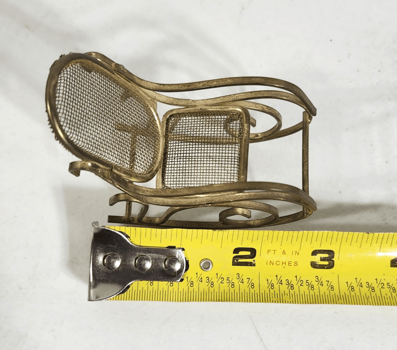 Vintage Miniature Brass Metal Rocking Chair for Dollhouse or Miniatures 2.75" - Thumbnail 7