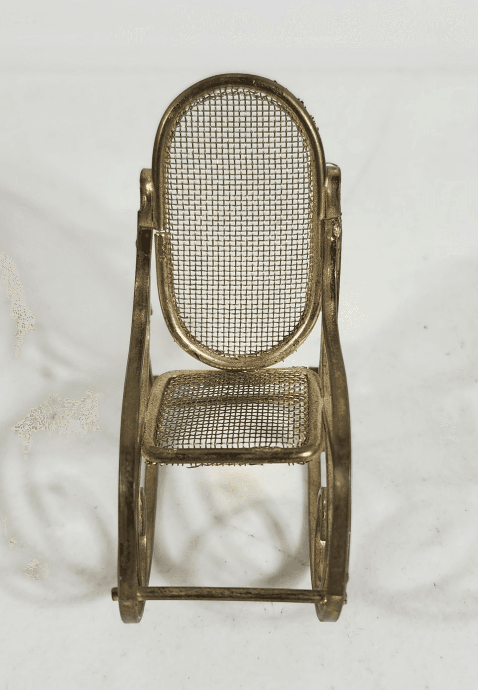 Vintage Miniature Brass Metal Rocking Chair for Dollhouse or Miniatures 2.75" - Thumbnail 2