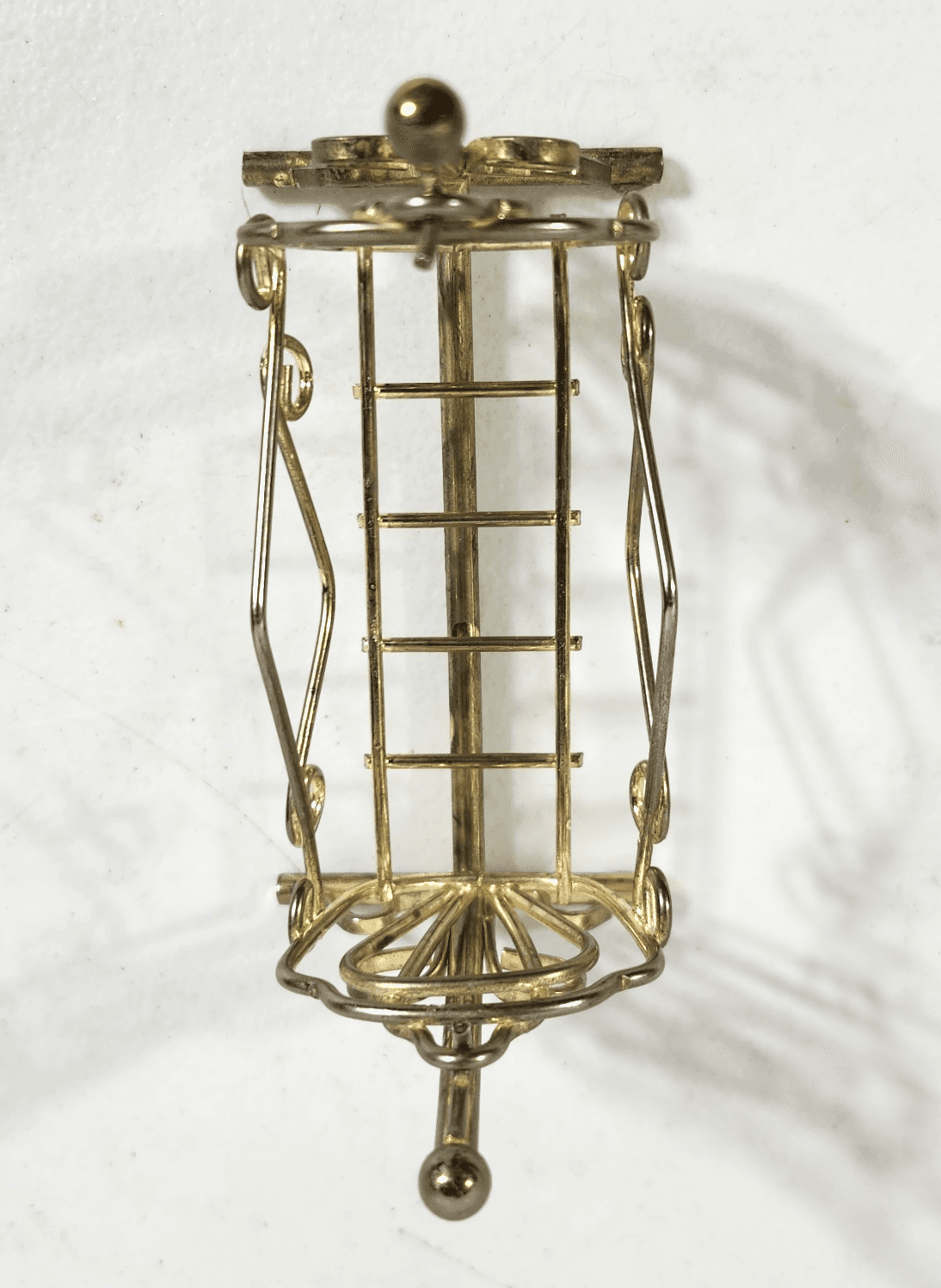 Vintage Brass Doll Furniture Swinging Baby Cradle Antique Doll Cradle - Thumbnail 6