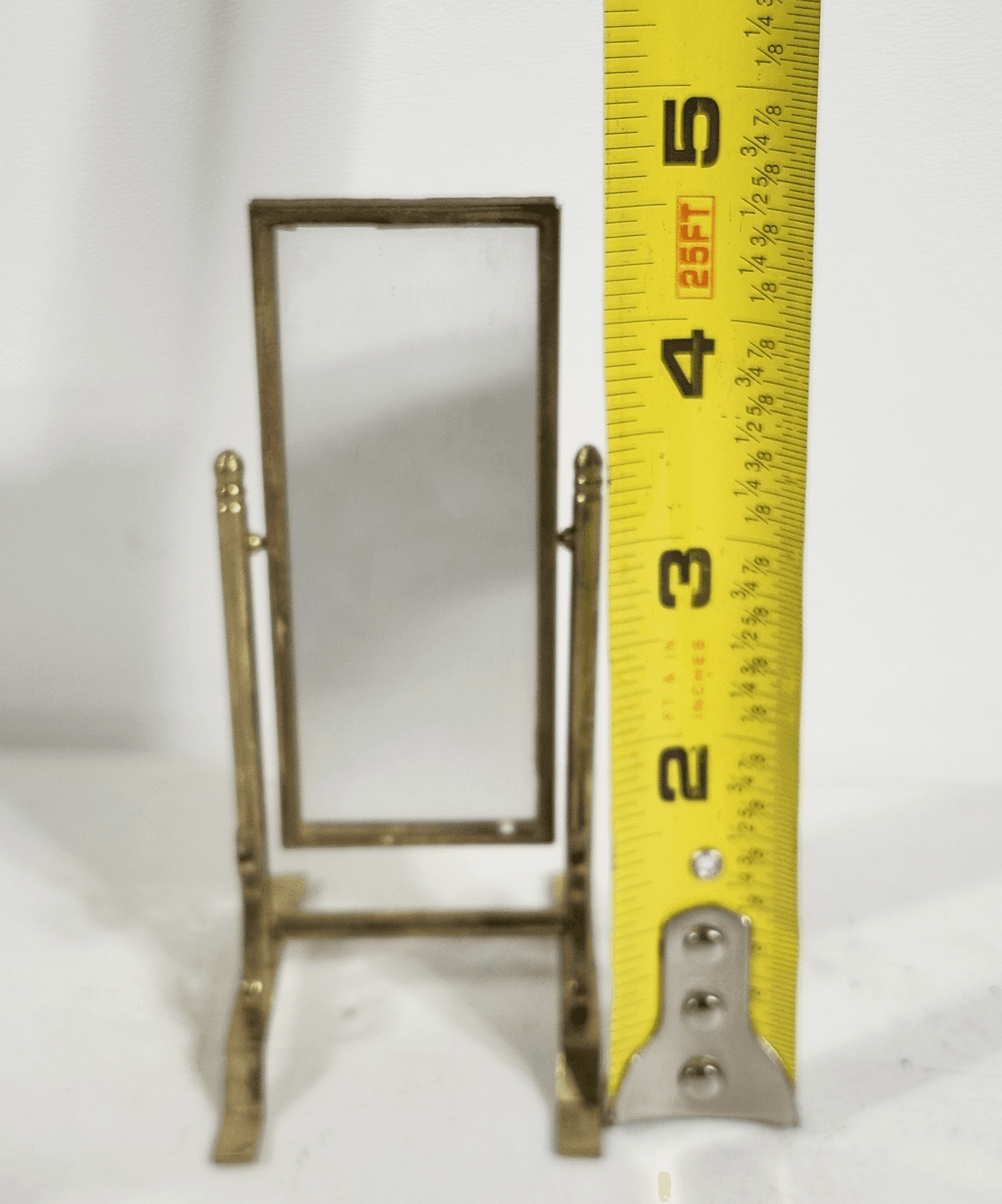 Vintage Dollhouse Miniature Mirror Floor Standing Swivel Brass Frame 1:12 - Thumbnail 5