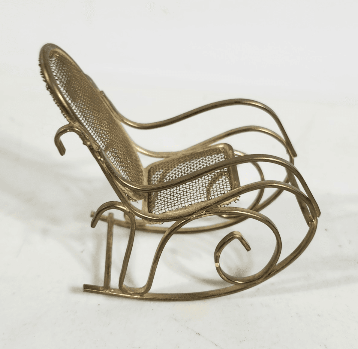 Vintage Miniature Brass Metal Rocking Chair for Dollhouse or Miniatures 2.75" - Thumbnail 6
