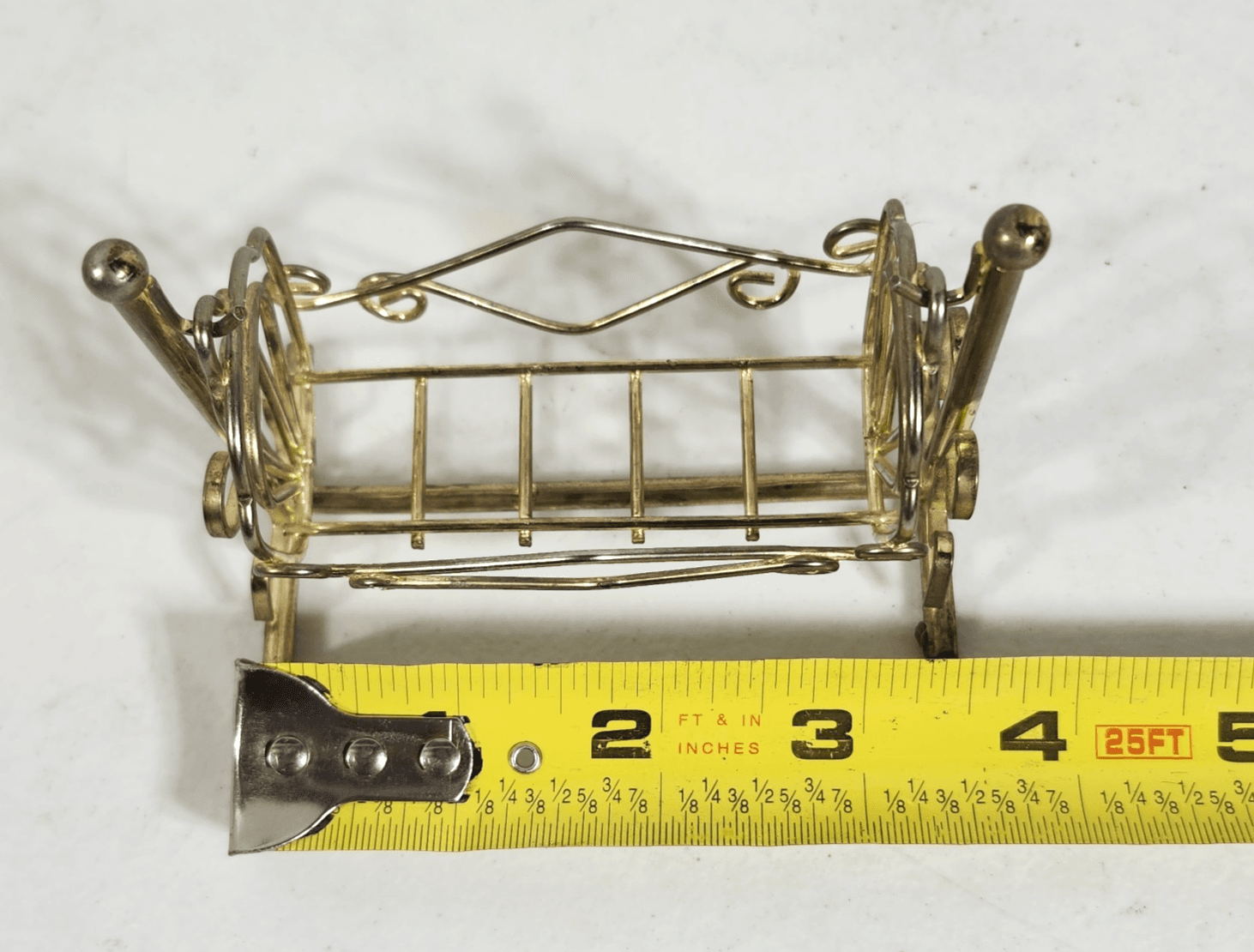 Vintage Brass Doll Furniture Swinging Baby Cradle Antique Doll Cradle - Thumbnail 7