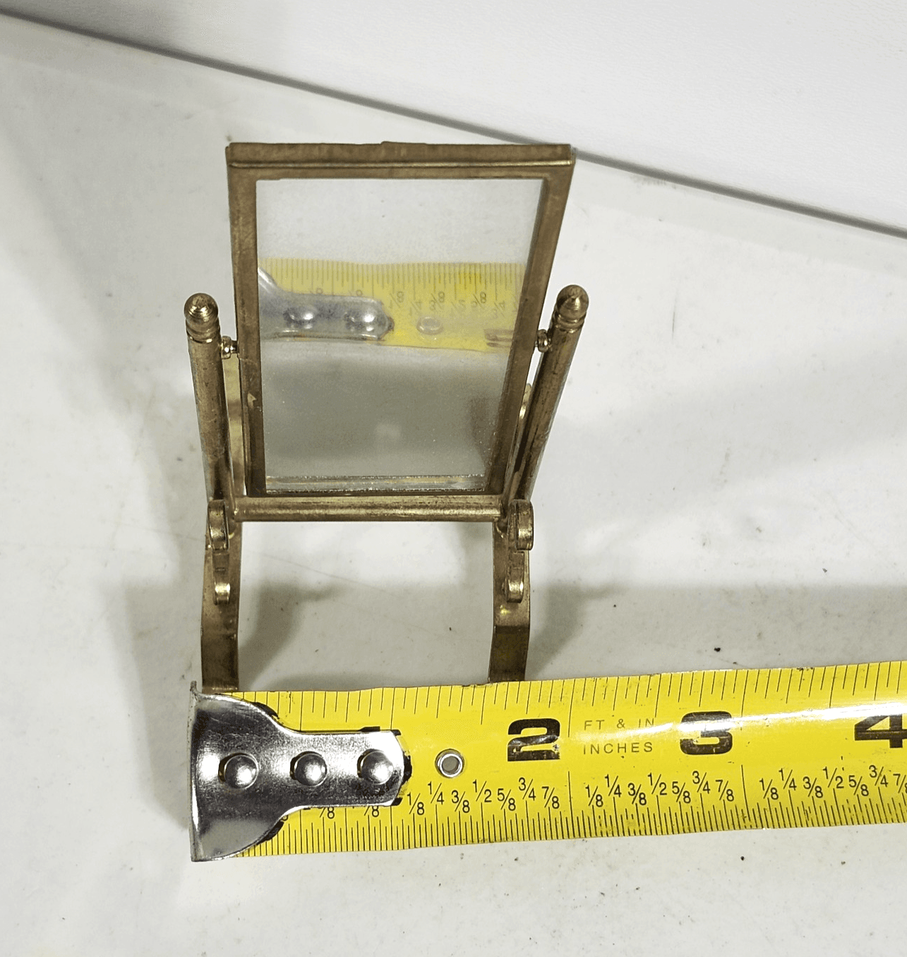 Vintage Dollhouse Miniature Mirror Floor Standing Swivel Brass Frame 1:12 - Thumbnail 6