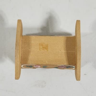 Vintage Dora Kuhn Blue Dollhouse Miniature Baby Cradle Hand Painted W Germany - Thumbnail 8