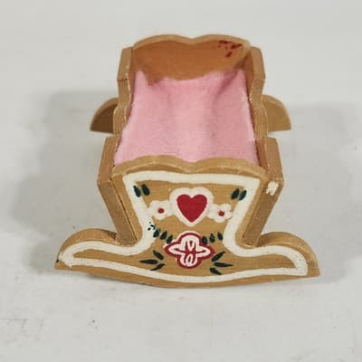 Vintage Dora Kuhn Blue Dollhouse Miniature Baby Cradle Hand Painted W Germany - Thumbnail 4