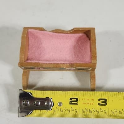 Vintage Dora Kuhn Blue Dollhouse Miniature Baby Cradle Hand Painted W Germany - Thumbnail 6