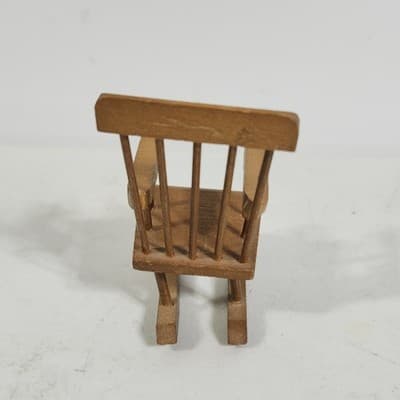Miniature Wooden Doll Rocking Chair Decoration Dollhouse Furniture Wood - Thumbnail 4