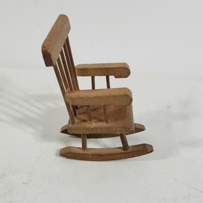 Miniature Wooden Doll Rocking Chair Decoration Dollhouse Furniture Wood - Thumbnail 5
