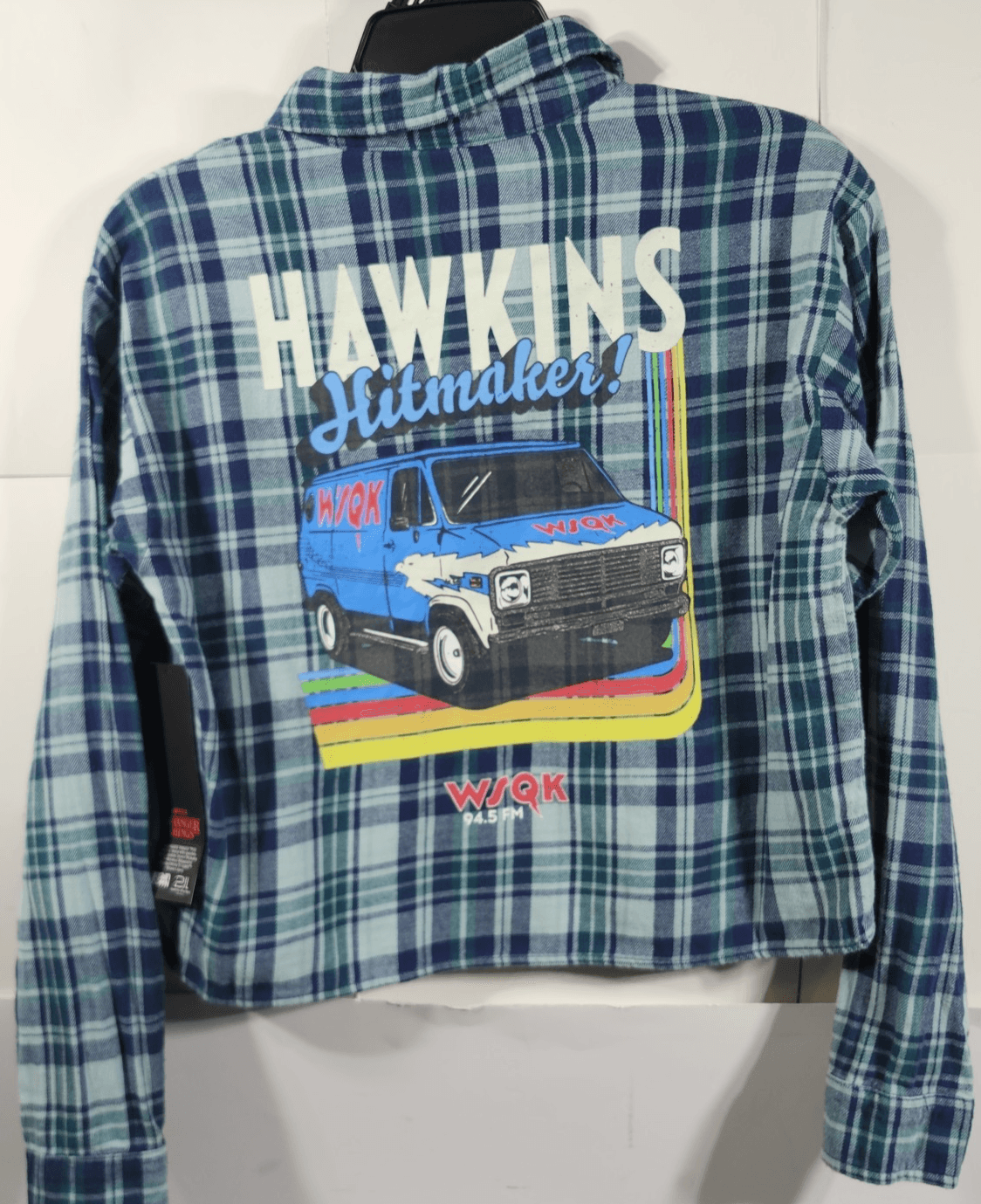 Stranger Things Women's XXS Shirt WSQK Radio Flannel Button Up NEW - Thumbnail 4