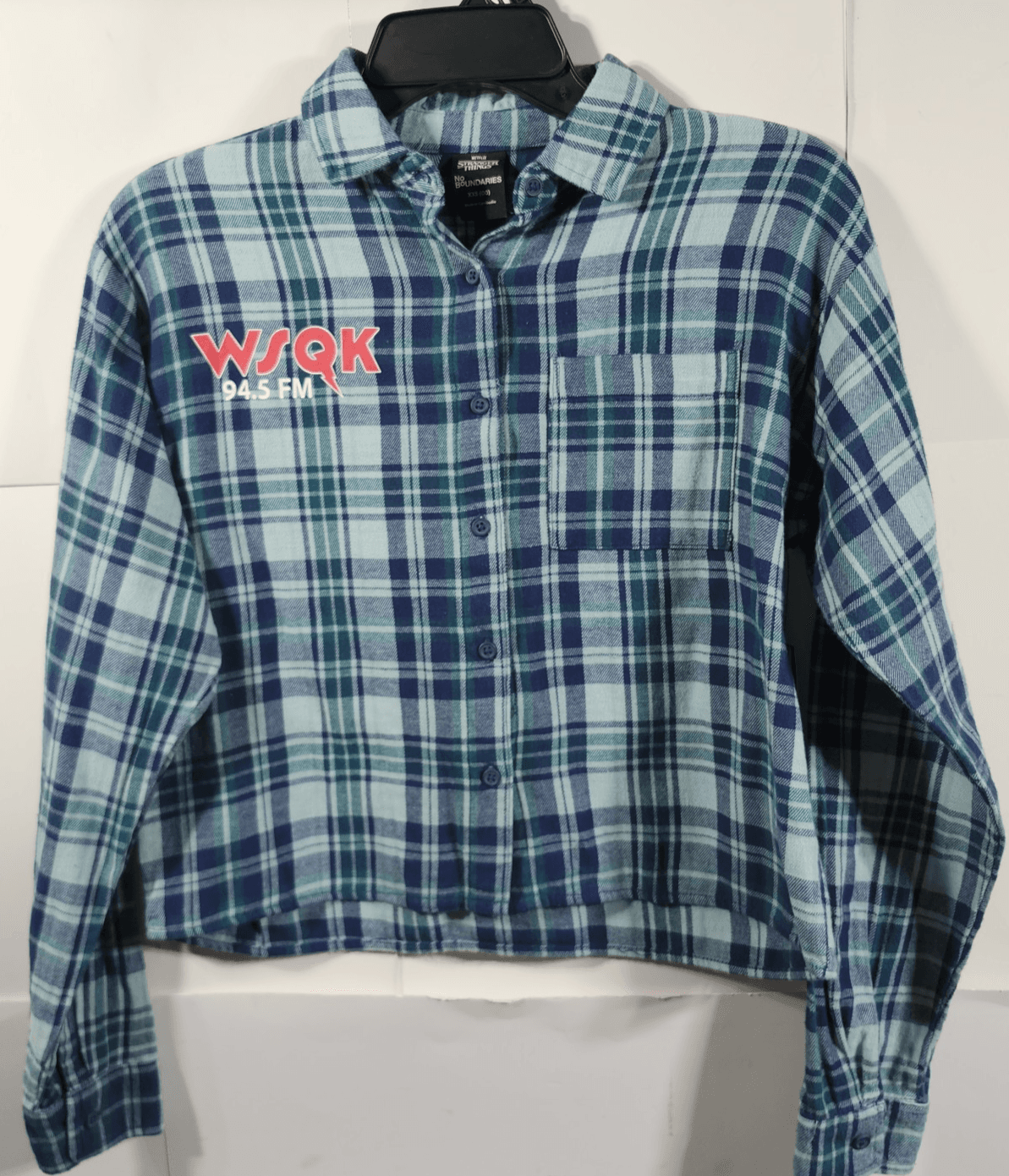 Stranger Things Women's XXS Shirt WSQK Radio Flannel Button Up NEW - Thumbnail 5