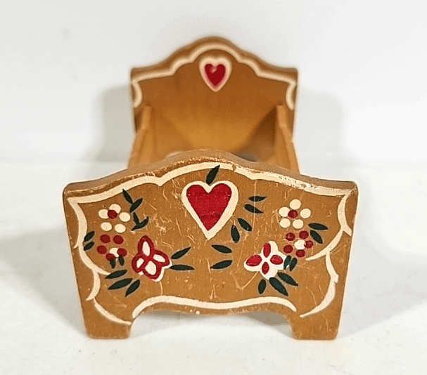 1/12 Miniature Vintage Wooden Bed Dollhouse Bedroom Furniture Toy Painted - Thumbnail 2