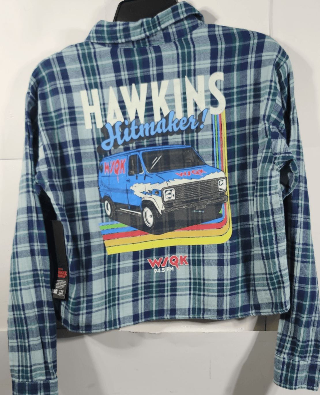 Stranger Things Women's XXS Shirt WSQK Radio Flannel Button Up NEW - Thumbnail 6
