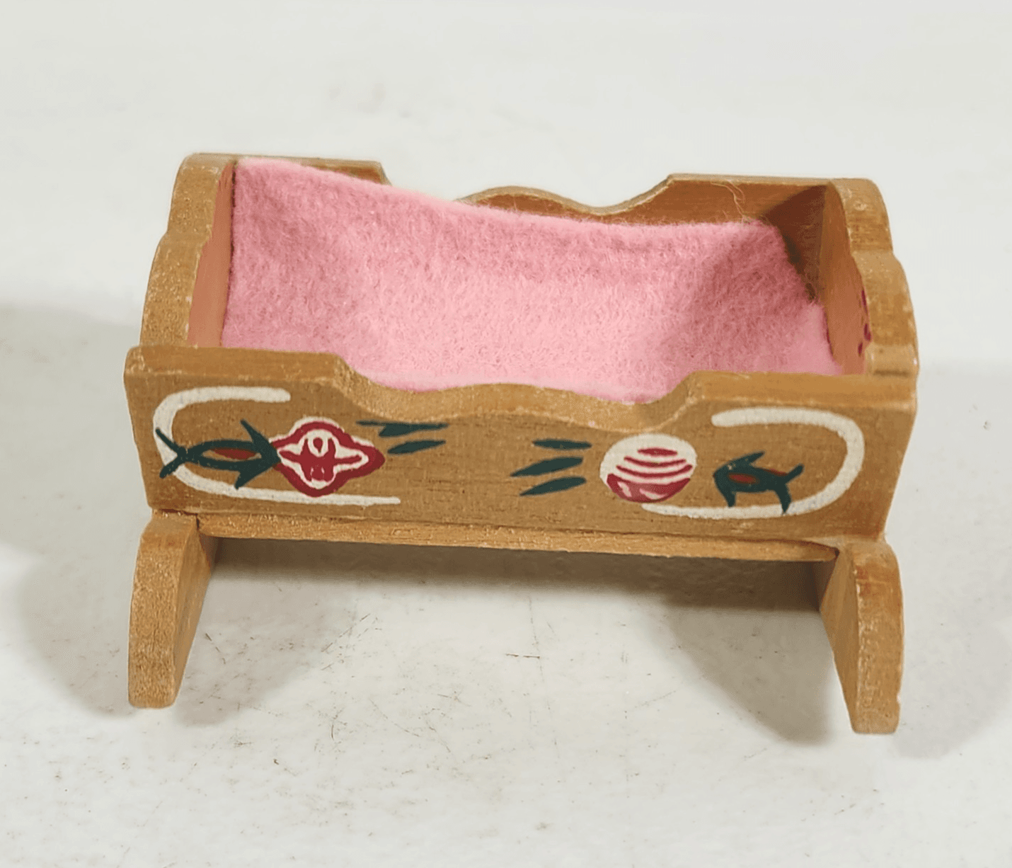 Vintage Dora Kuhn Blue Dollhouse Miniature Baby Cradle Hand Painted W Germany - Thumbnail 5